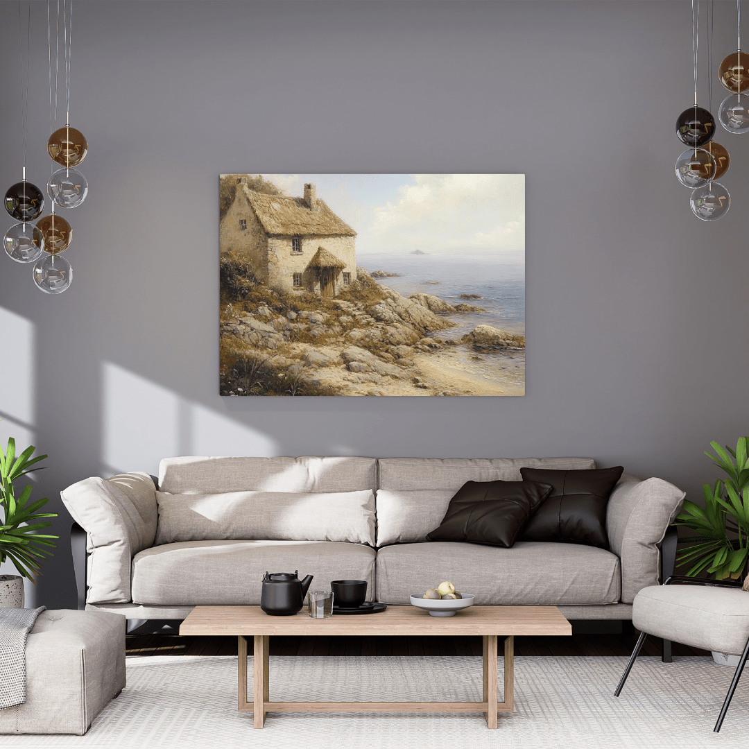 Serene Coastal Cottage - Landscape Wall Art - Aestheticanvas