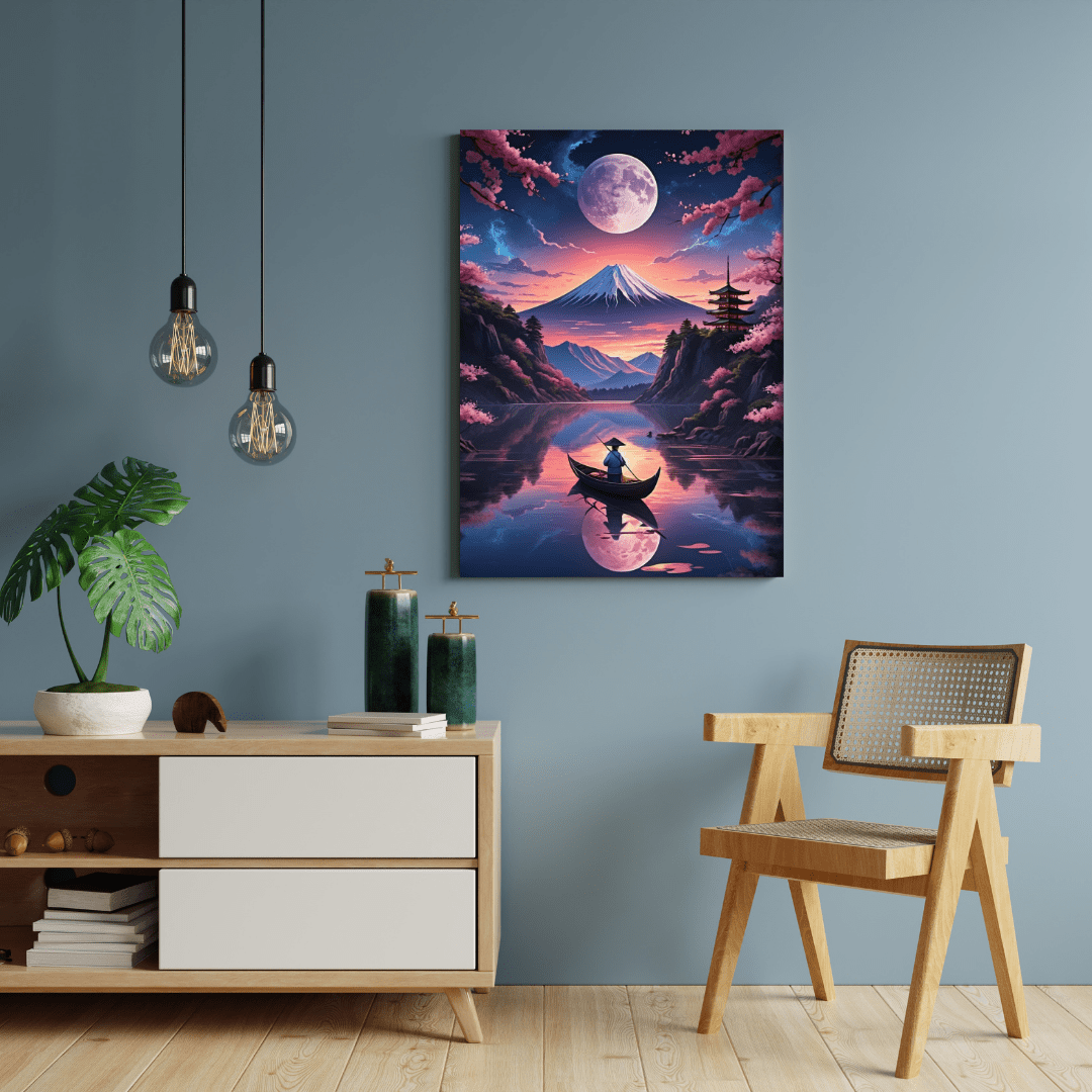 Serene Japanese Landscape with Cherry Blossoms - Limited Wall Art - Aestheticanvas