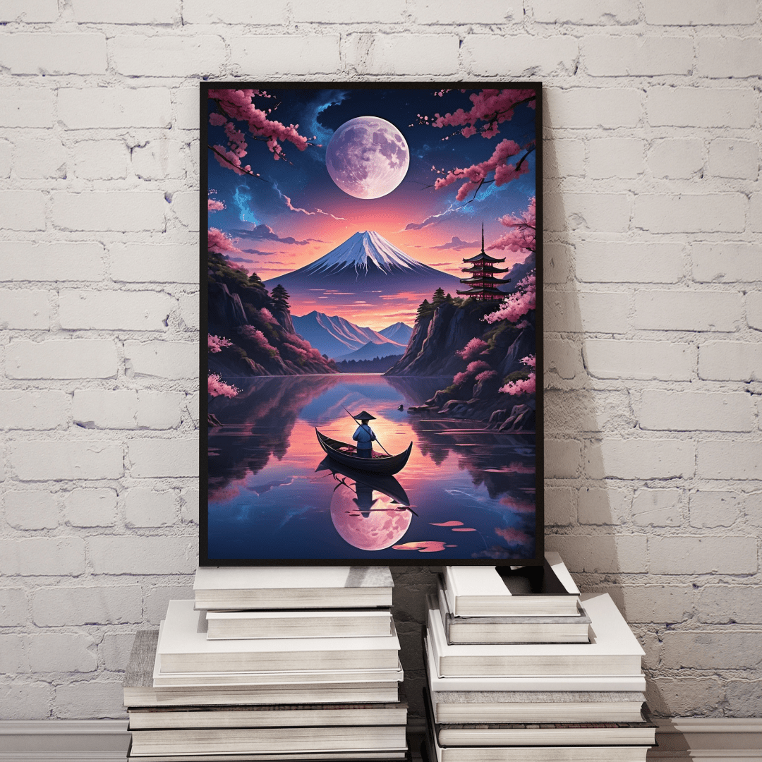 Serene Japanese Landscape with Cherry Blossoms - Limited Wall Art - Aestheticanvas