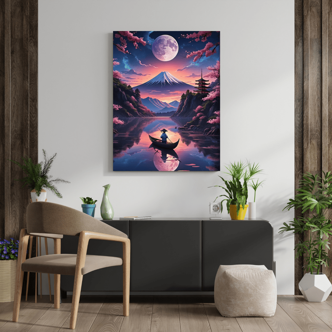 Serene Japanese Landscape with Cherry Blossoms - Limited Wall Art - Aestheticanvas