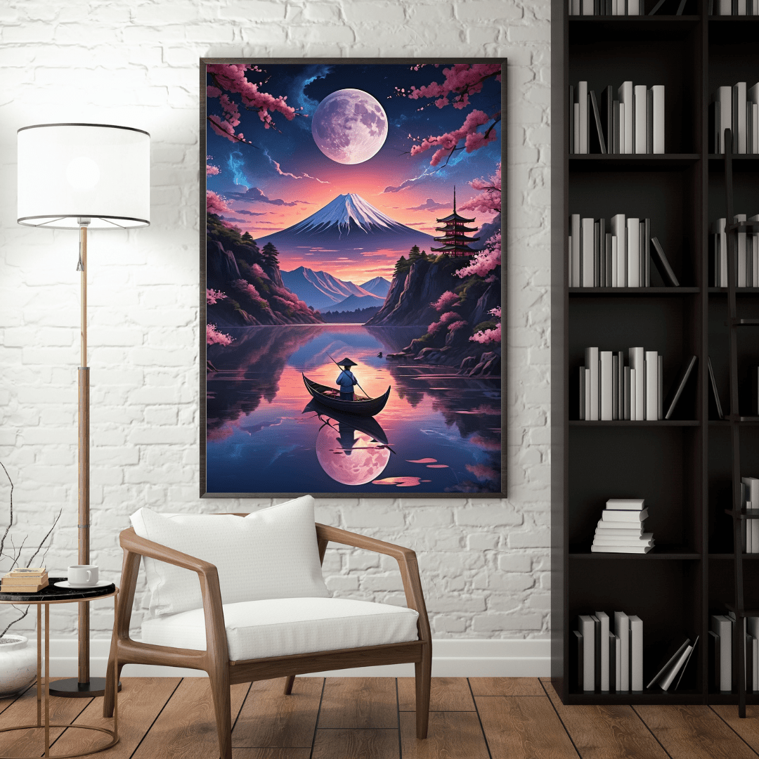 Serene Japanese Landscape with Cherry Blossoms - Limited Wall Art - Aestheticanvas