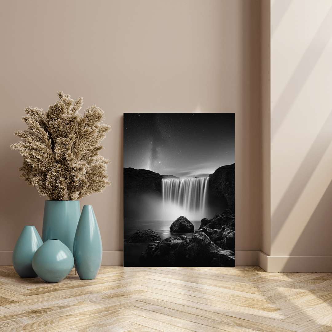 Serene Midnight Falls - Nature Wall Art - Aestheticanvas