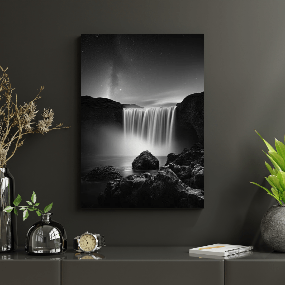 Serene Midnight Falls - Nature Wall Art - Aestheticanvas