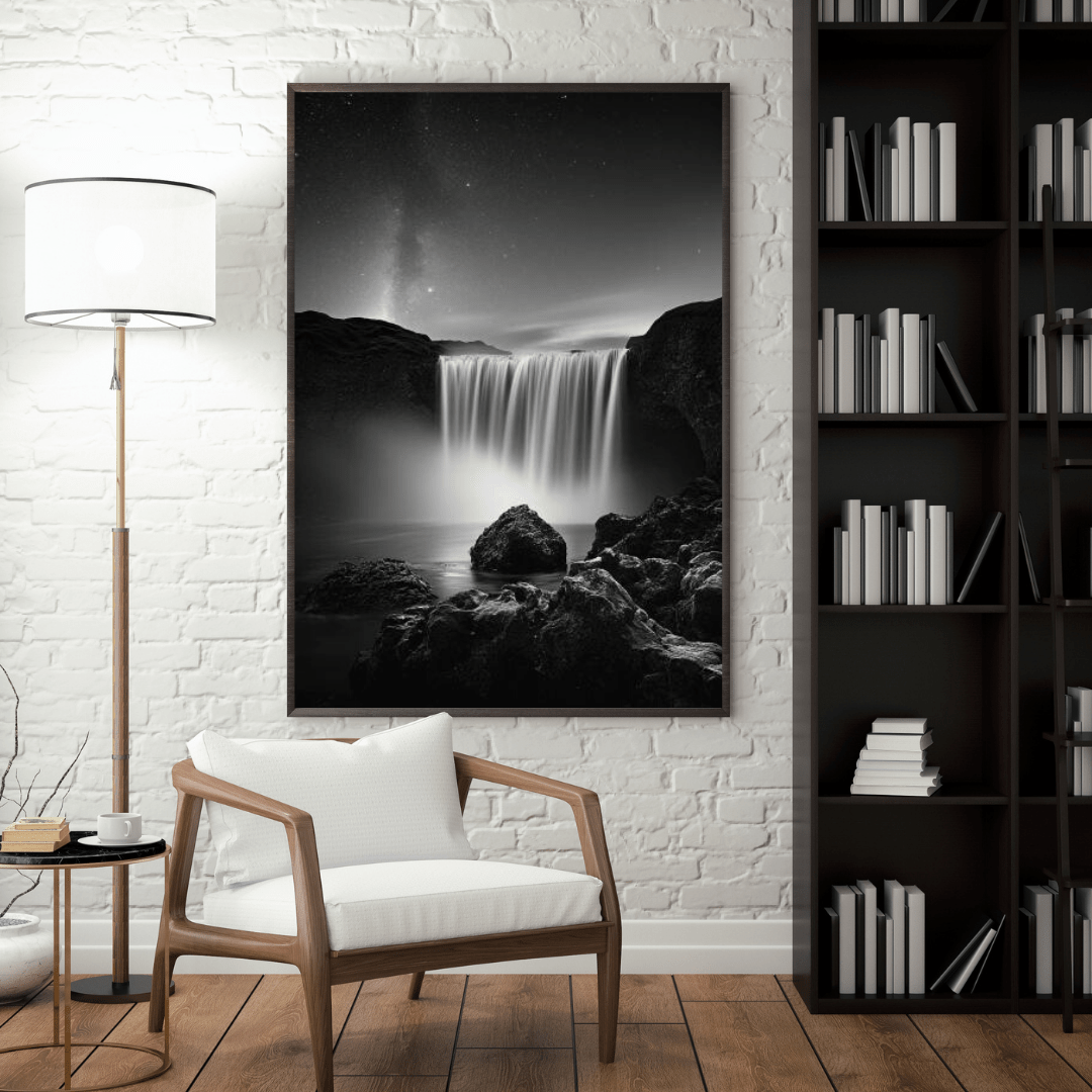 Serene Midnight Falls - Nature Wall Art - Aestheticanvas