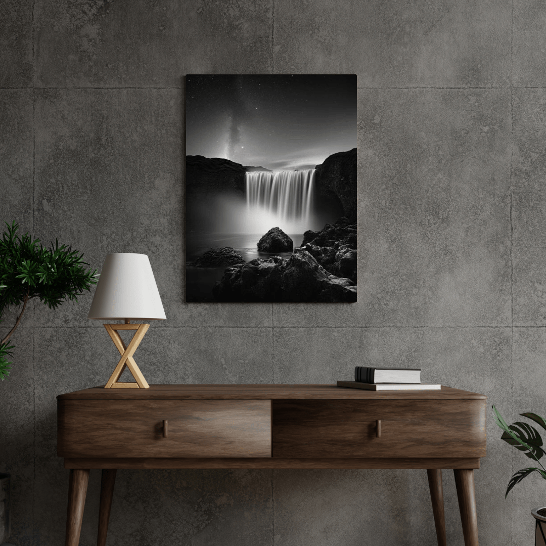 Serene Midnight Falls - Nature Wall Art - Aestheticanvas