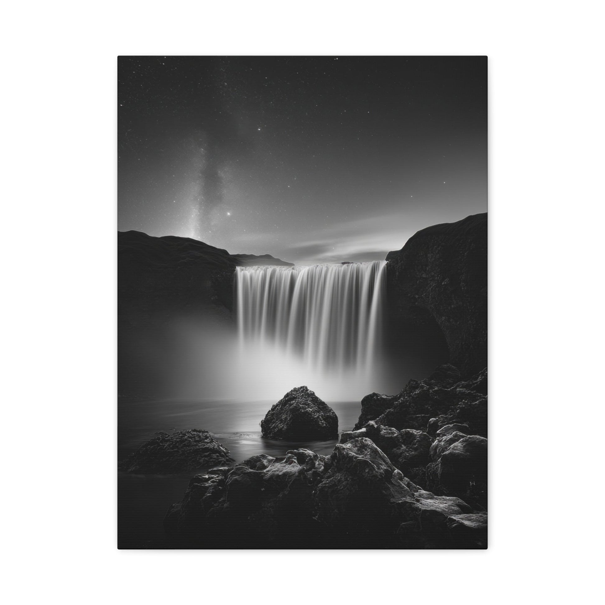 Serene Midnight Falls - Nature Wall Art - Aestheticanvas