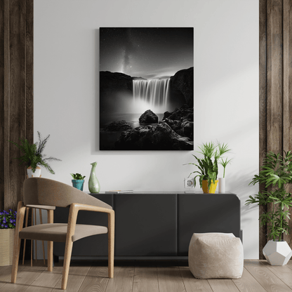 Serene Midnight Falls - Nature Wall Art - Aestheticanvas