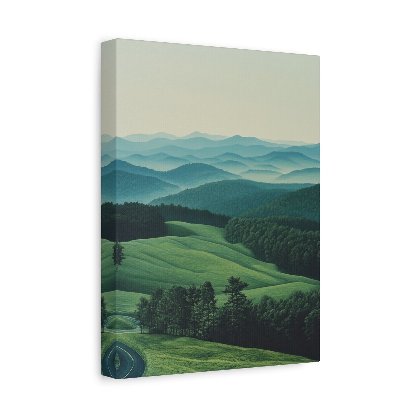 Serene Rolling Hills and Misty Mountains - Landscape Wall Art - Aestheticanvas