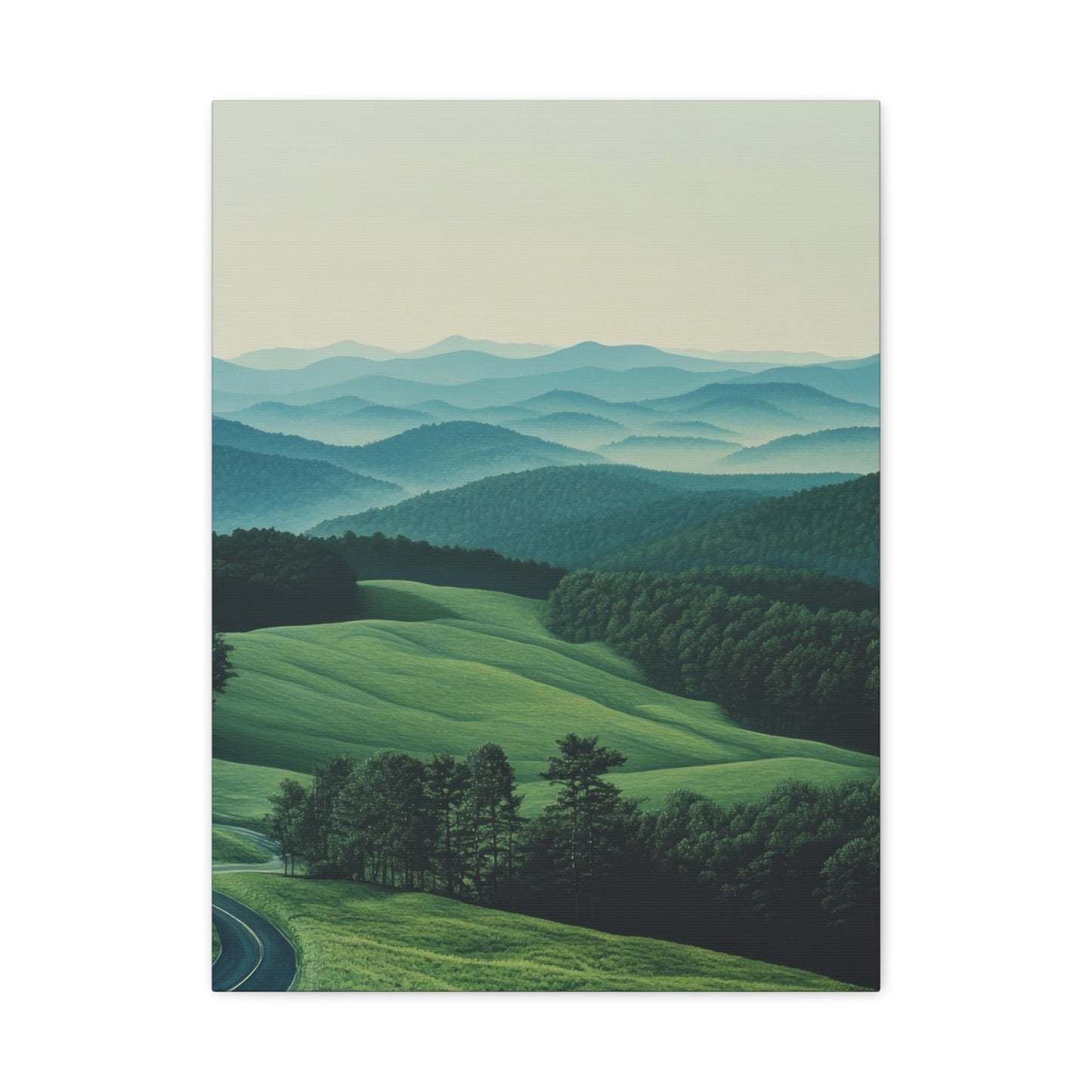 Serene Rolling Hills and Misty Mountains - Landscape Wall Art - Aestheticanvas