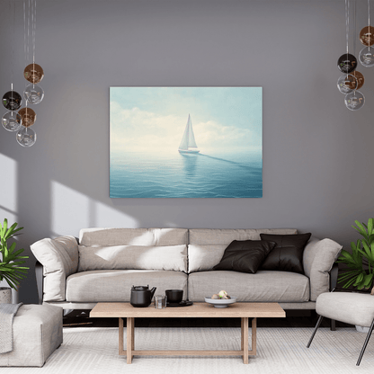 Serene Sailboat on Calm Sea - Nautical Wall Art - Aestheticanvas