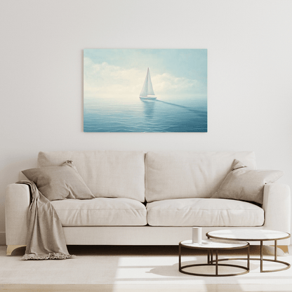 Serene Sailboat on Calm Sea - Nautical Wall Art - Aestheticanvas