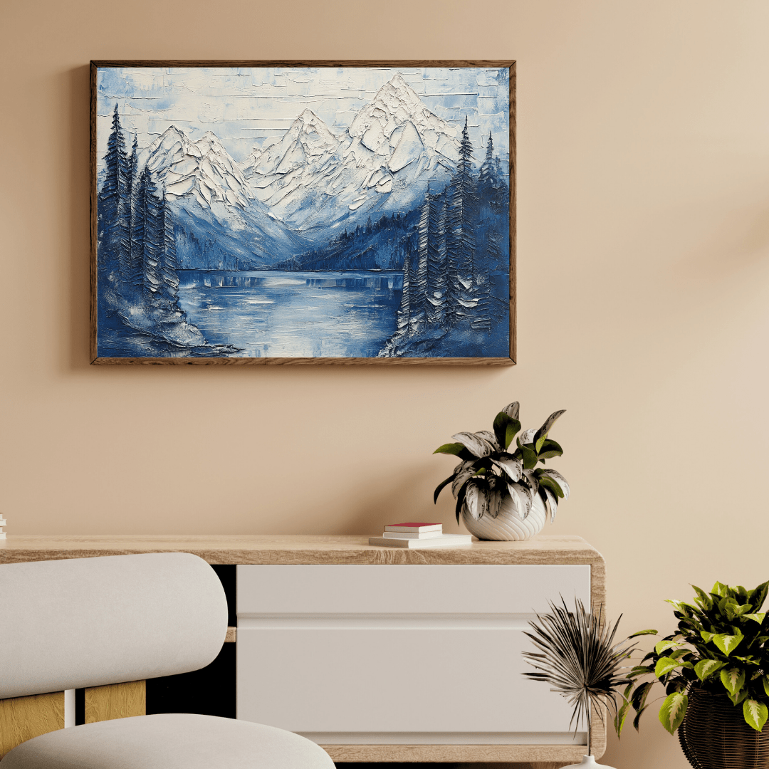 Serene Snow - Capped Vista - Landscape Wall Art - Aestheticanvas