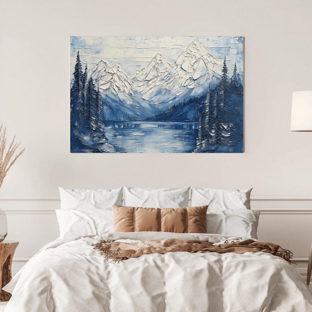 Serene Snow - Capped Vista - Landscape Wall Art - Aestheticanvas