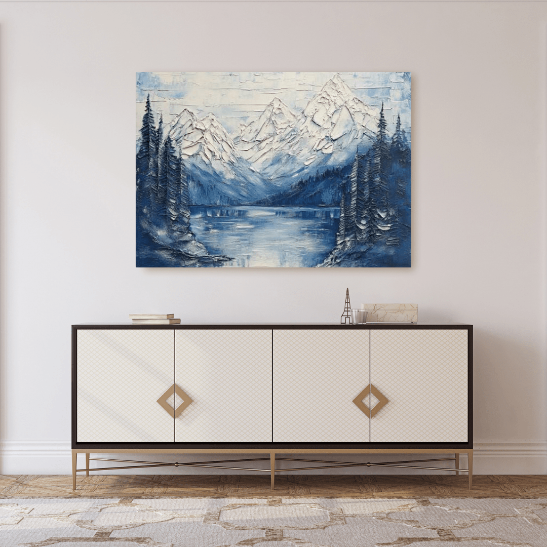 Serene Snow - Capped Vista - Landscape Wall Art - Aestheticanvas