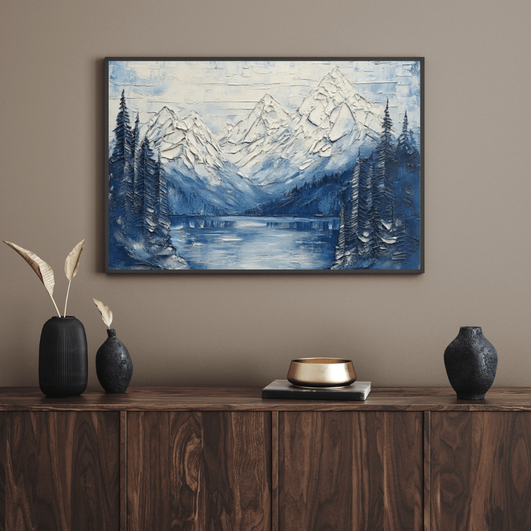 Serene Snow - Capped Vista - Landscape Wall Art - Aestheticanvas