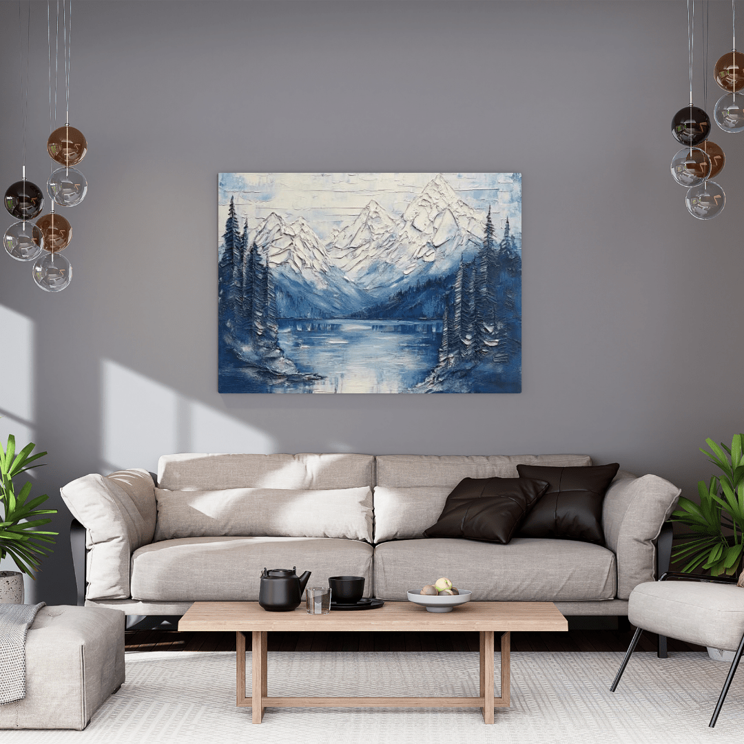 Serene Snow - Capped Vista - Landscape Wall Art - Aestheticanvas