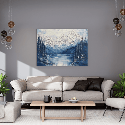 Serene Snow - Capped Vista - Landscape Wall Art - Aestheticanvas