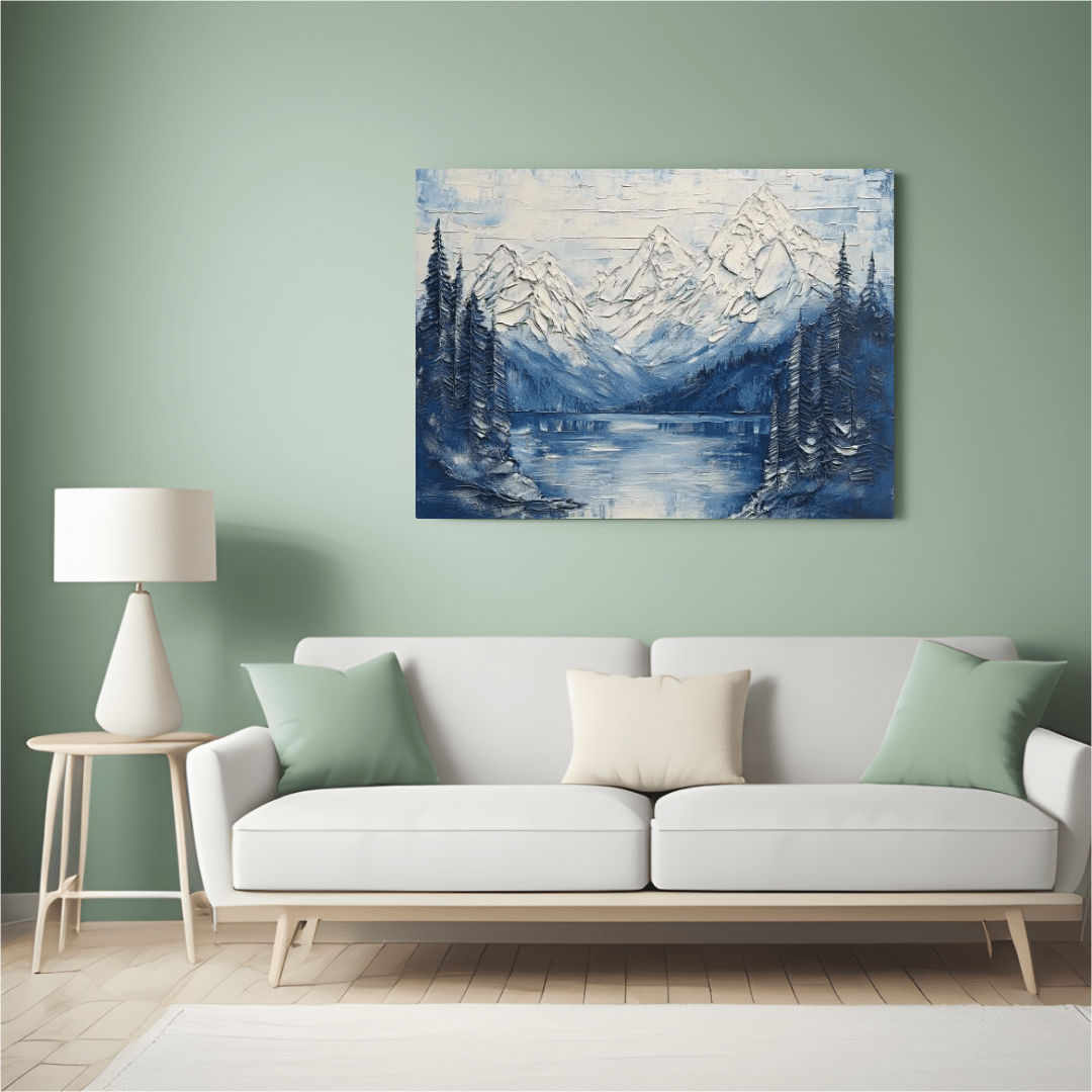 Serene Snow - Capped Vista - Landscape Wall Art - Aestheticanvas