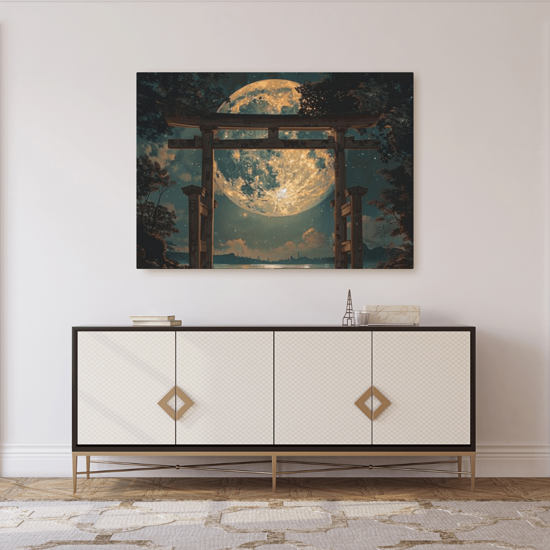 Serene Torii under Moonlight - Japanese Wall Art - Aestheticanvas