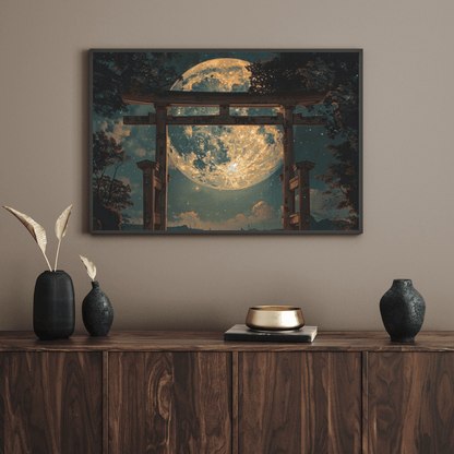 Serene Torii under Moonlight - Japanese Wall Art - Aestheticanvas