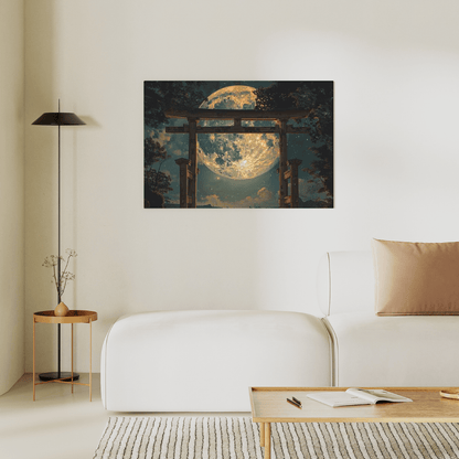 Serene Torii under Moonlight - Japanese Wall Art - Aestheticanvas