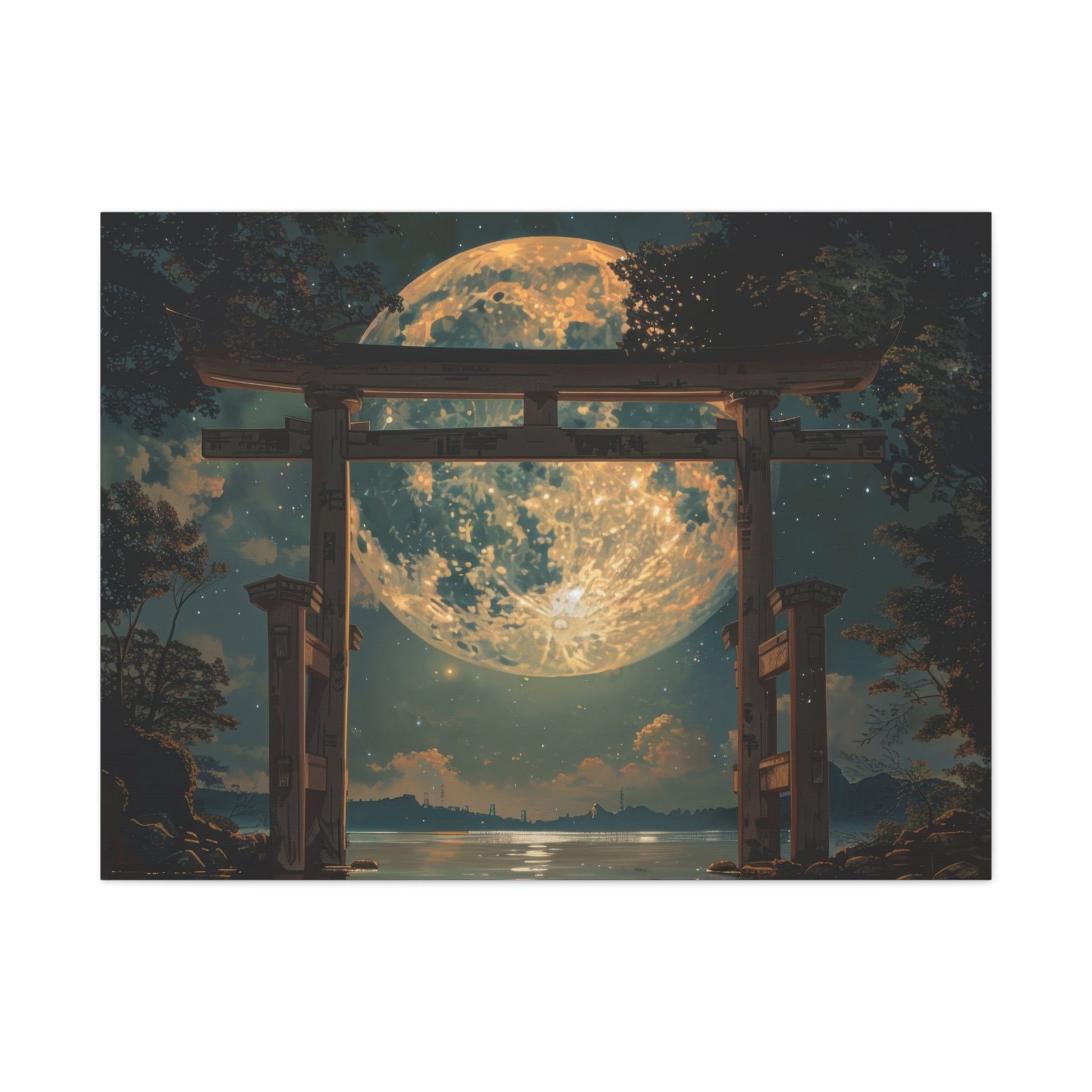 Serene Torii under Moonlight - Japanese Wall Art - Aestheticanvas