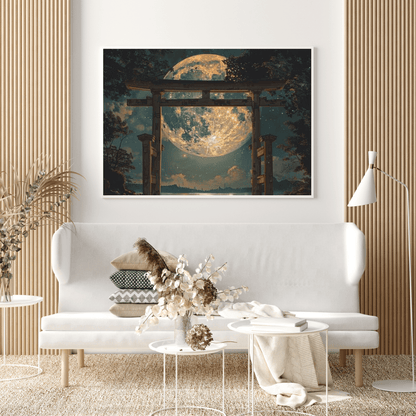 Serene Torii under Moonlight - Japanese Wall Art - Aestheticanvas