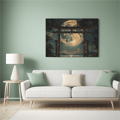 Serene Torii under Moonlight - Japanese Wall Art - Aestheticanvas