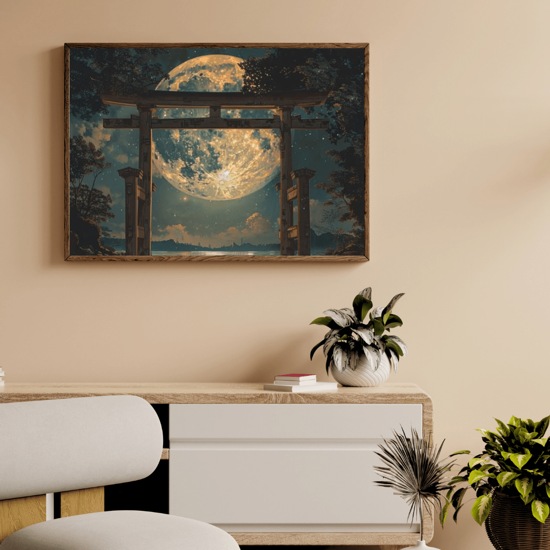 Serene Torii under Moonlight - Japanese Wall Art - Aestheticanvas