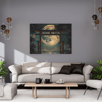 Serene Torii under Moonlight - Japanese Wall Art - Aestheticanvas