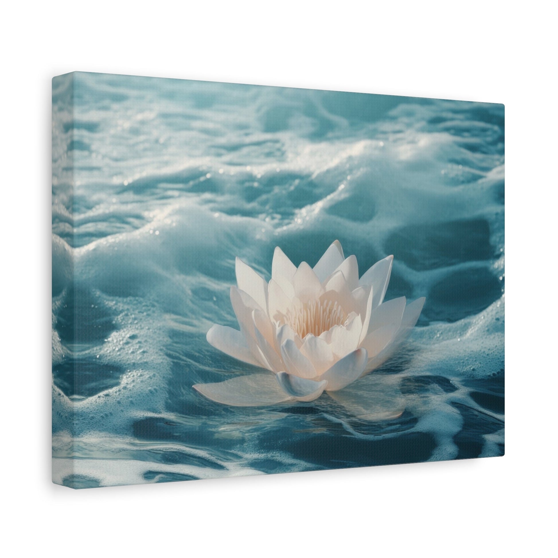 Serene White Lotus on Water - Flower Wall Art - Aestheticanvas