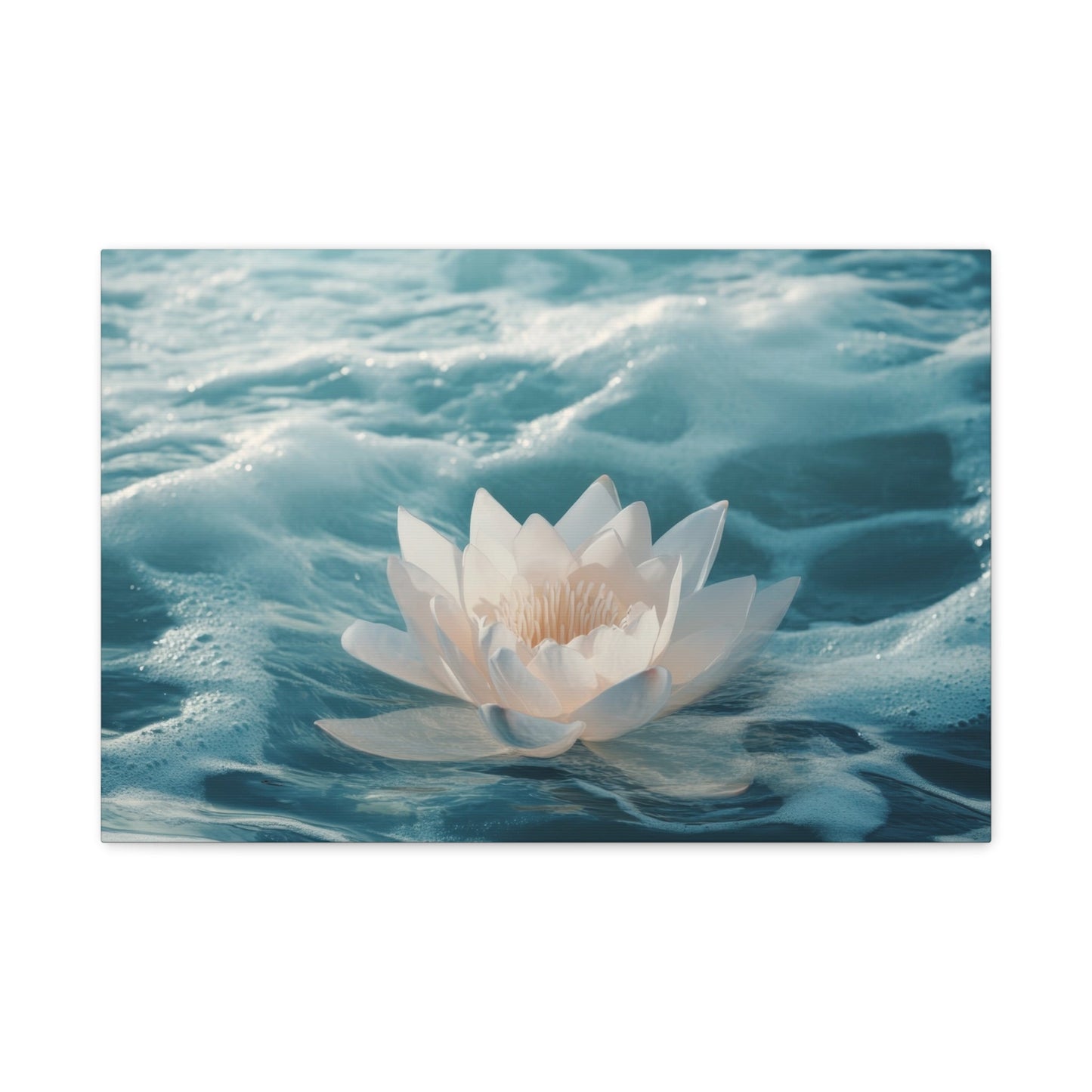 Serene White Lotus on Water - Flower Wall Art - Aestheticanvas