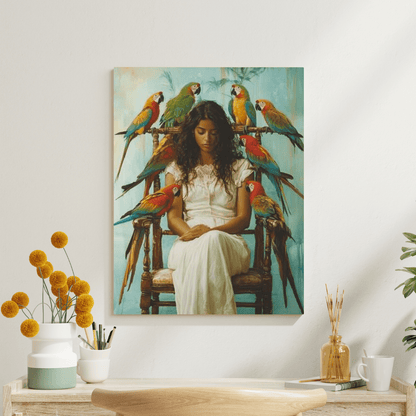 Serenity & Beauty with Macaws - Portrait Wall Art - Aestheticanvas