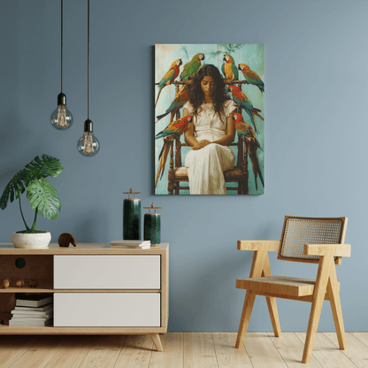 Serenity & Beauty with Macaws - Portrait Wall Art - Aestheticanvas