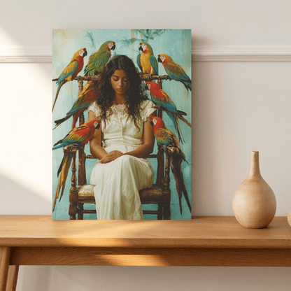 Serenity & Beauty with Macaws - Portrait Wall Art - Aestheticanvas