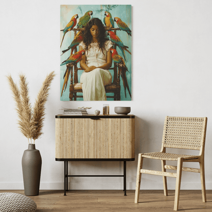 Serenity & Beauty with Macaws - Portrait Wall Art - Aestheticanvas