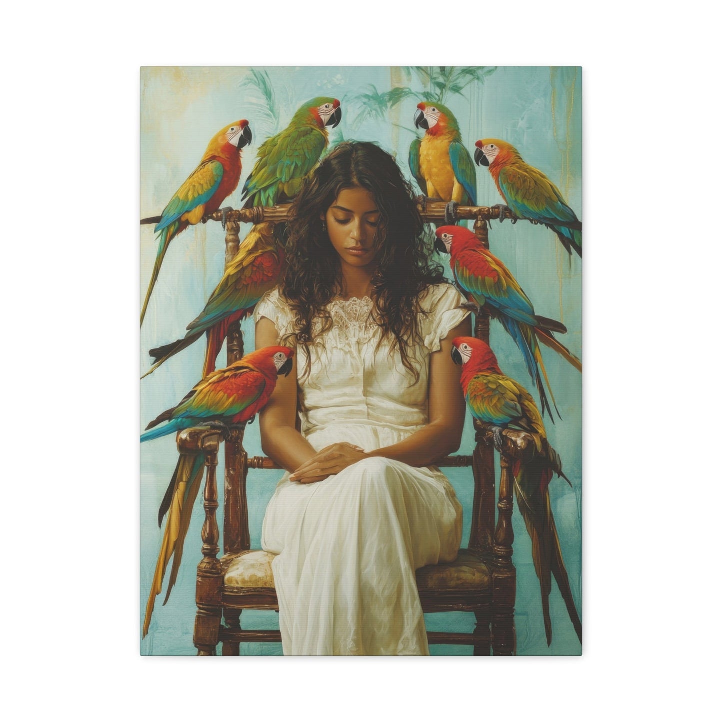 Serenity & Beauty with Macaws - Portrait Wall Art - Aestheticanvas