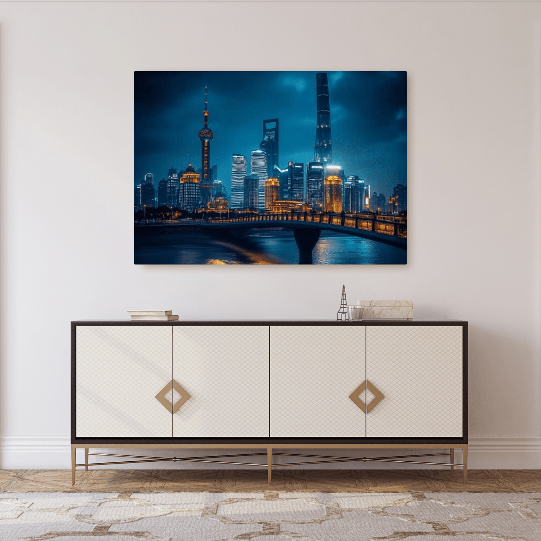 Shanghai Nightlights - Cityscape Wall Art - Aestheticanvas