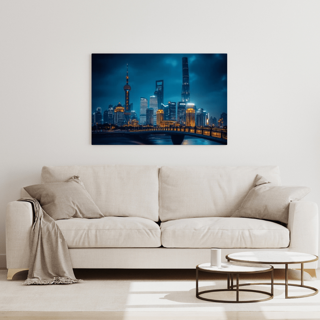 Shanghai Nightlights - Cityscape Wall Art - Aestheticanvas