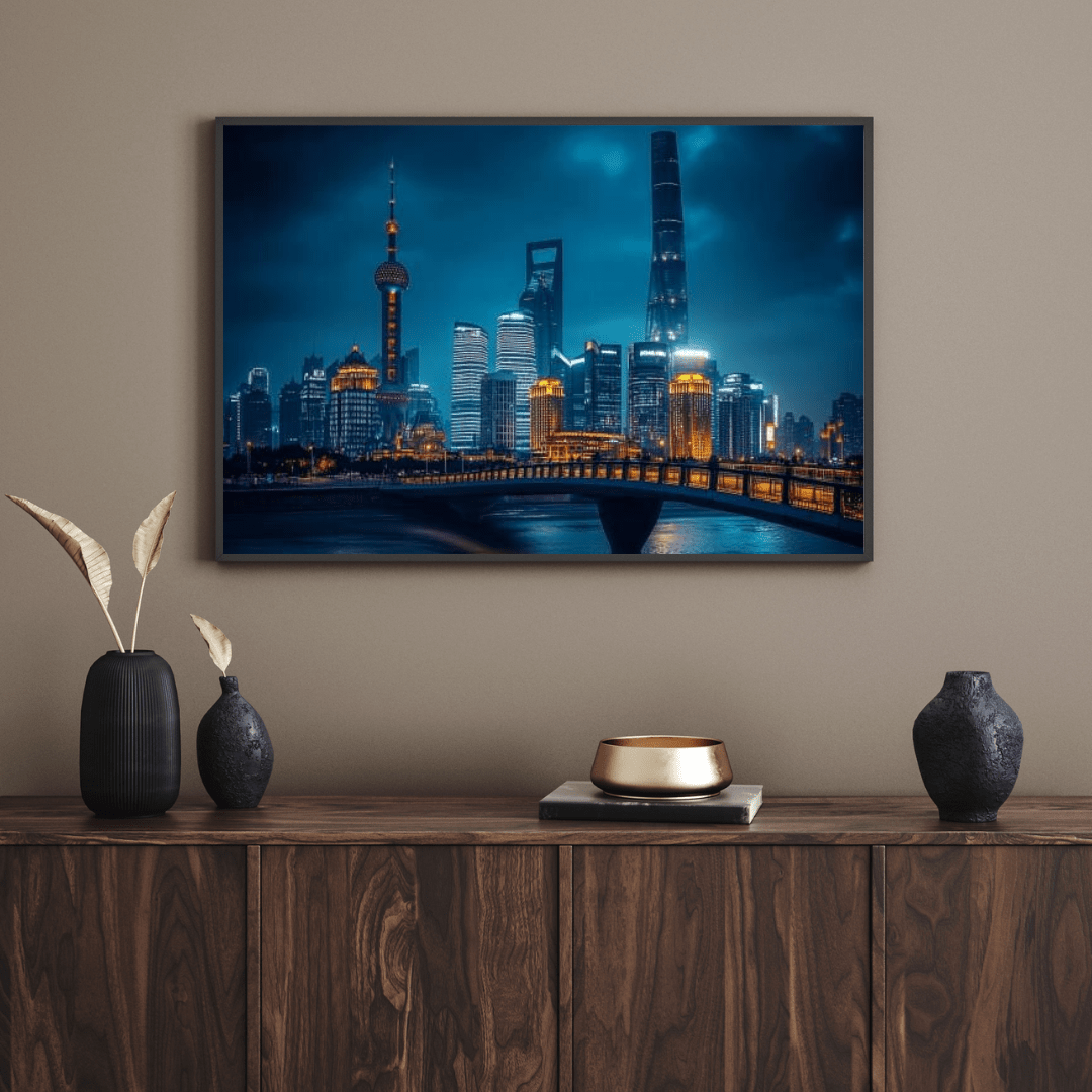 Shanghai Nightlights - Cityscape Wall Art - Aestheticanvas