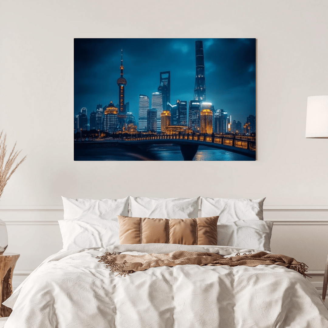 Shanghai Nightlights - Cityscape Wall Art - Aestheticanvas