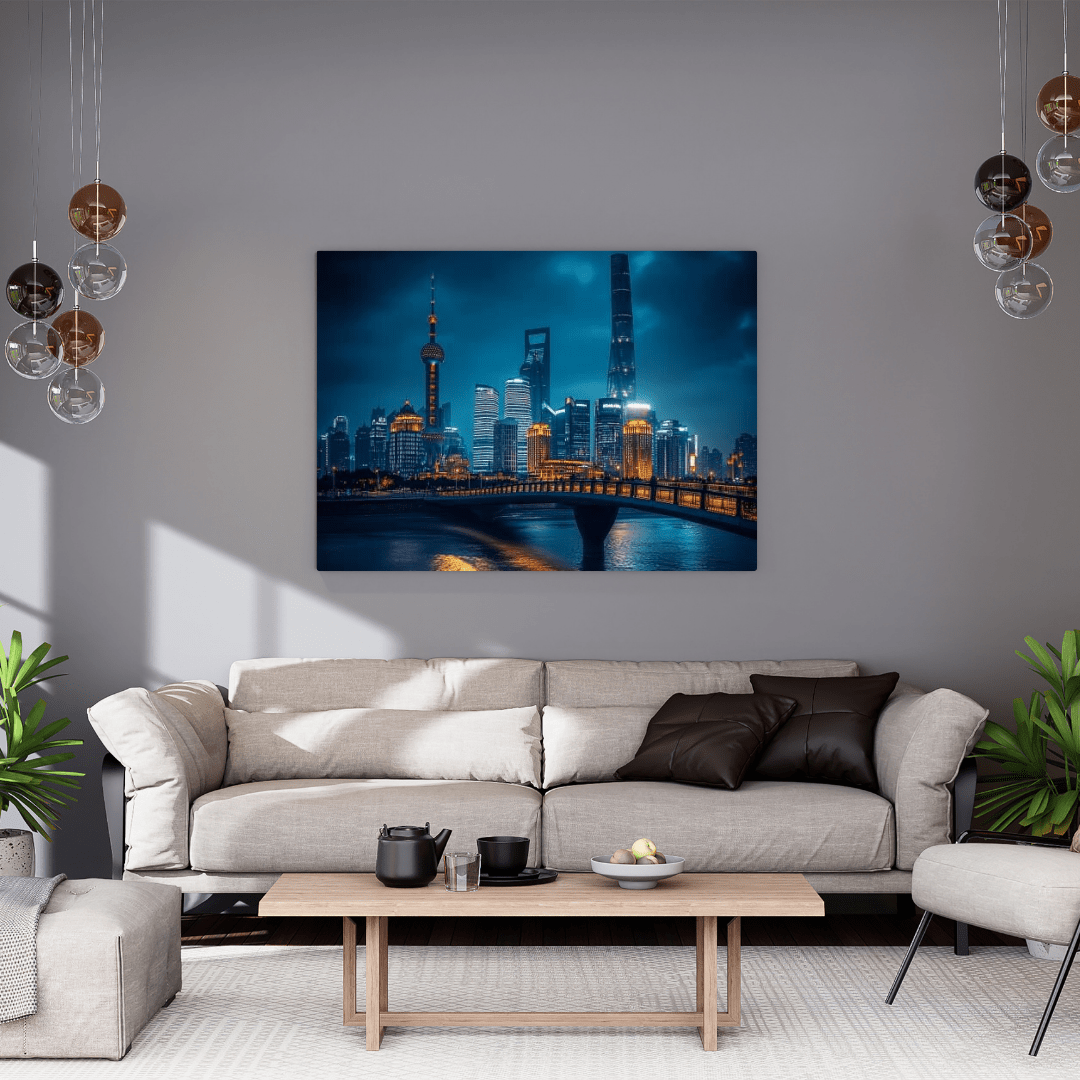 Shanghai Nightlights - Cityscape Wall Art - Aestheticanvas