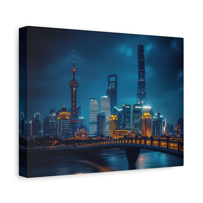 Shanghai Nightlights - Cityscape Wall Art - Aestheticanvas