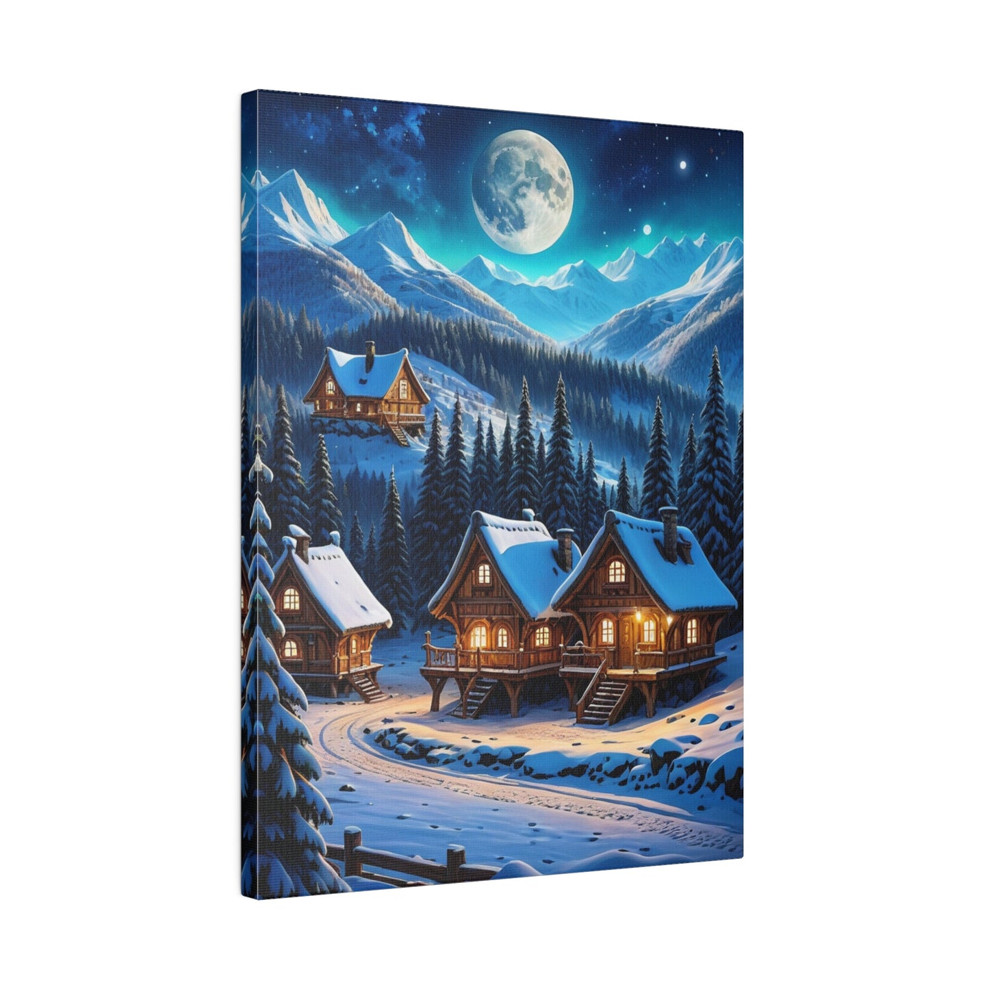 Small Village In The Snowy Mountains - Wall Art - Aestheticanvas