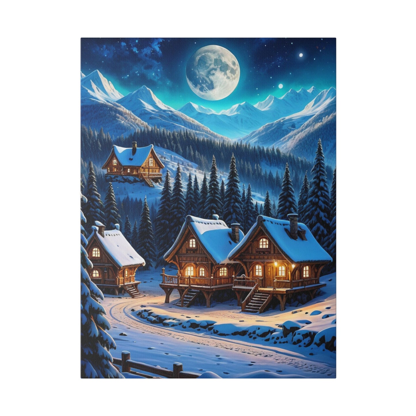 Small Village In The Snowy Mountains - Wall Art - Aestheticanvas