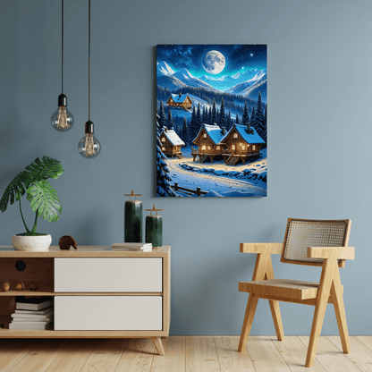 Small Village In The Snowy Mountains - Wall Art - Aestheticanvas