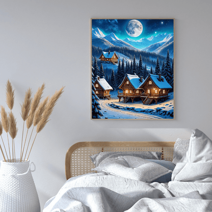 Small Village In The Snowy Mountains - Wall Art - Aestheticanvas