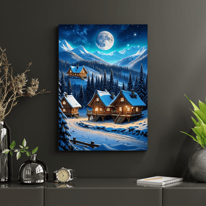 Small Village In The Snowy Mountains - Wall Art - Aestheticanvas