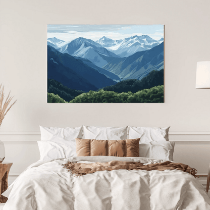 Snowy Mountains Vista - Landscape Wall Art - Aestheticanvas