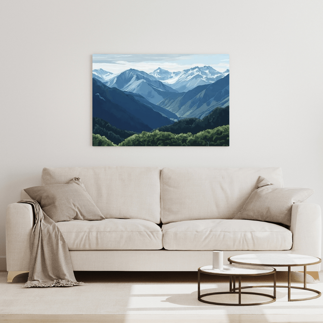 Snowy Mountains Vista - Landscape Wall Art - Aestheticanvas